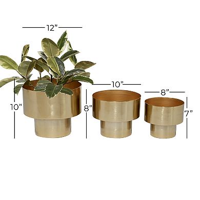 Stella & Eve Gold Finish Chic Planter Table Decor 3-piece Set
