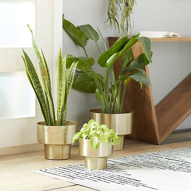 Stella & Eve Gold Finish Chic Planter Table Decor 3-piece Set