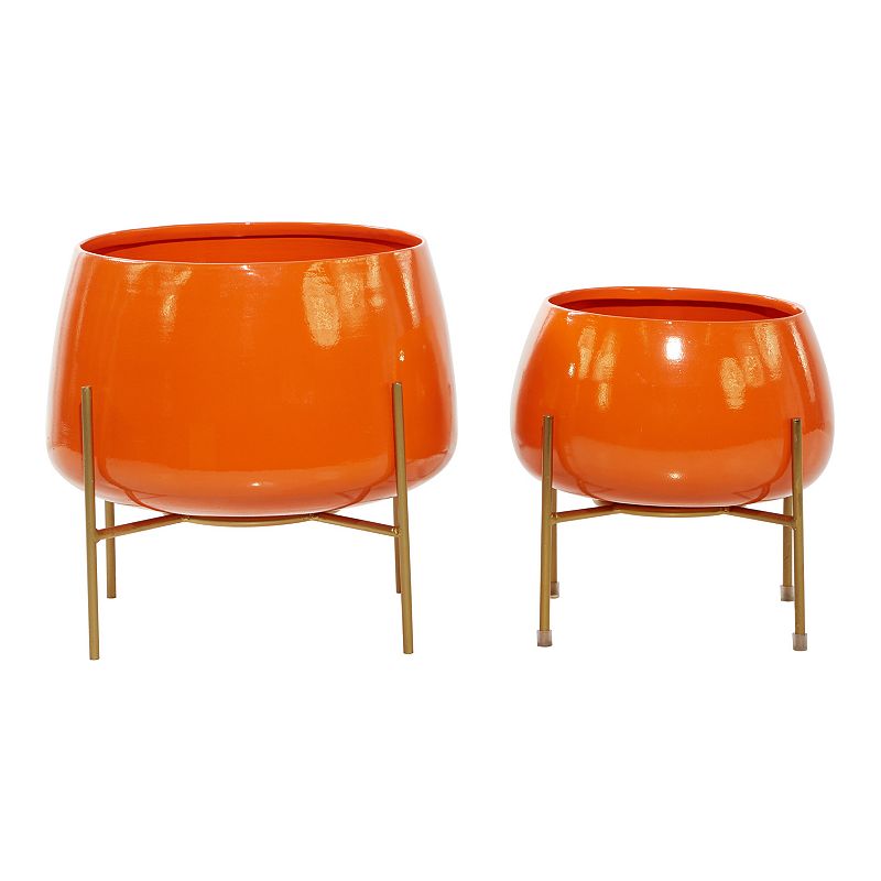 Set of 2 Metal Planters Orange - Olivia & May