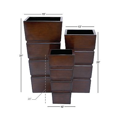 Stella & Eve Brown Rustic Planter Floor Decor 3-piece Set