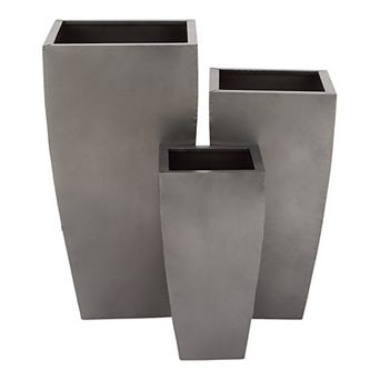 Stella & Eve Gray Modern Tapered Planter Floor Decor 3 pc Set