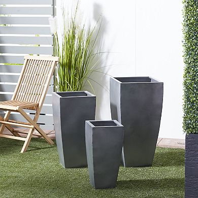 Stella & Eve Gray Modern Tapered Planter Floor Decor 3-piece Set