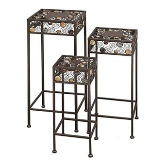 Stella & Eve Scroll Square Plant Stand Table 3 pc Set