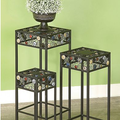 Stella & Eve Scroll Square Plant Stand Table 3-piece Set