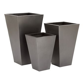 Stella & Eve Gray Finish Tapered Planter Floor Decor 3 pc Set