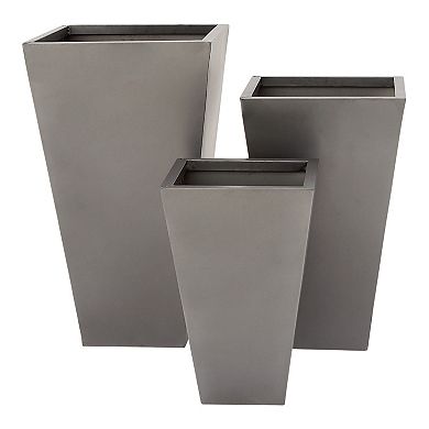 Stella & Eve Gray Finish Tapered Planter Floor Decor 3-piece Set