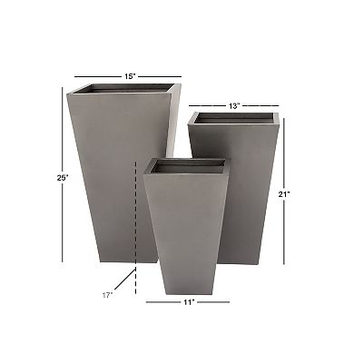 Stella & Eve Gray Finish Tapered Planter Floor Decor 3-piece Set