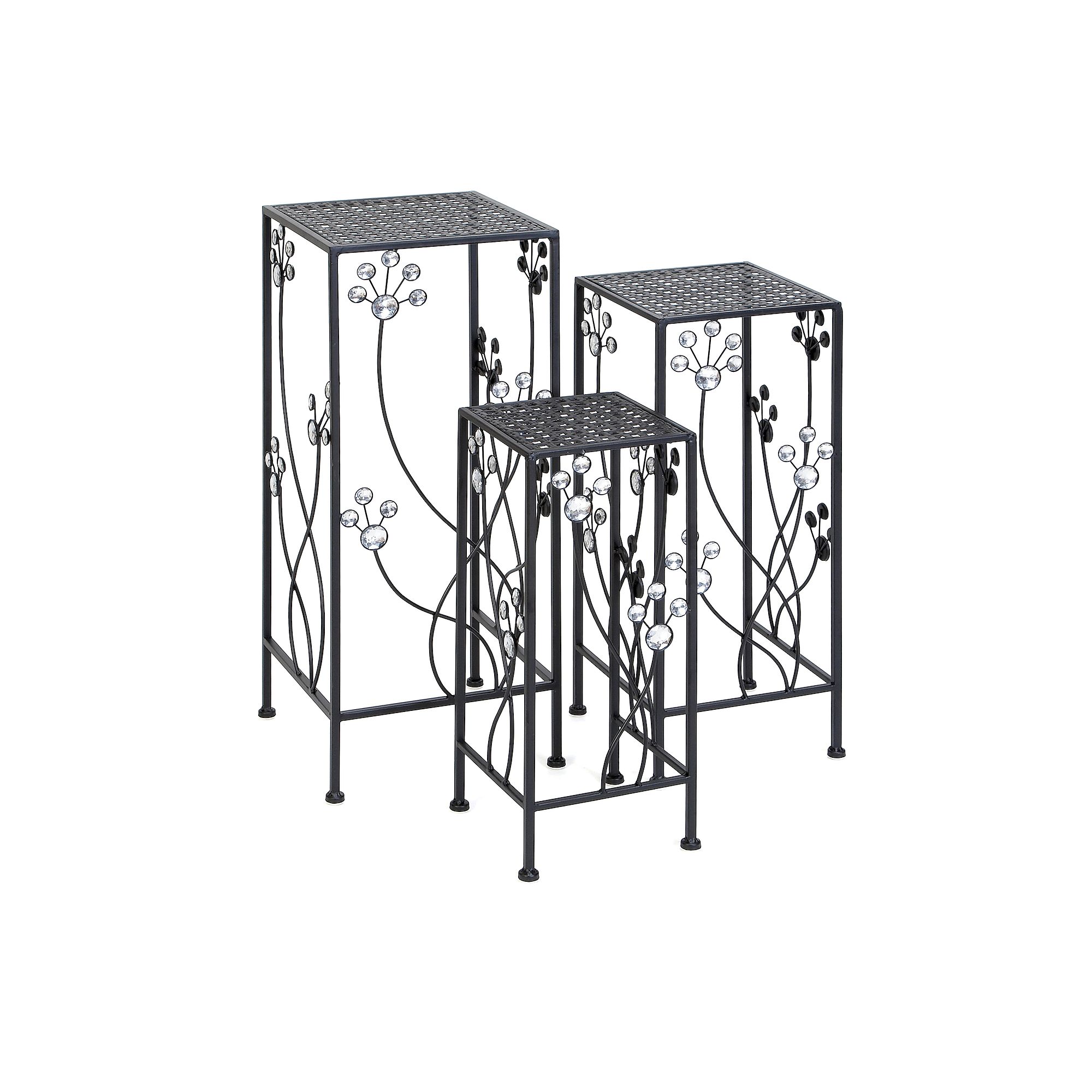 Stella & Eve Floral Traditional Plant Stand Floor Decor, Black