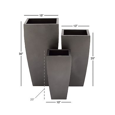 Stella & Eve Tapered Gray Contemporary Planter Floor Decor 3-piece Set