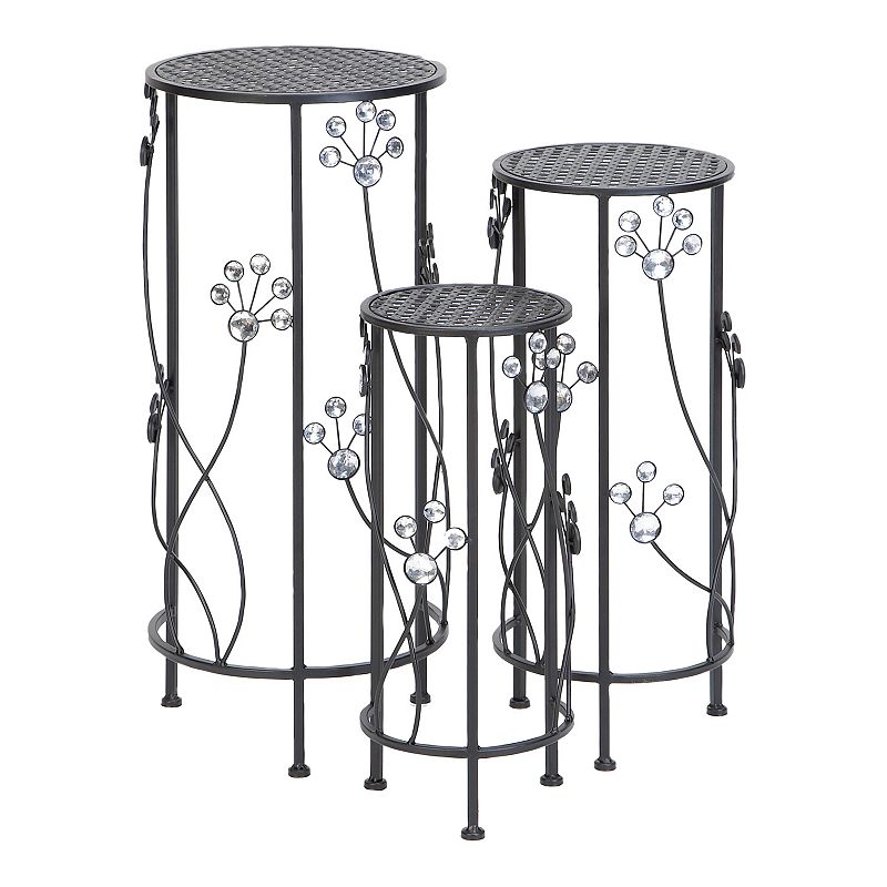 DecMode Contemporary Iron Plantstands  Black 28 H  Set of 3