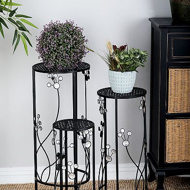 Stella & Eve Traditional Floral Plant Stand Floor Decor 3-piece Set