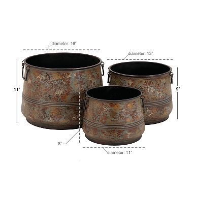 Stella & Eve Brass Finish Rustic Planter Table Decor 3-piece Set