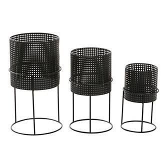 CosmoLiving by Cosmopolitan Black Cutout Planter Floor Decor 3 pc Set