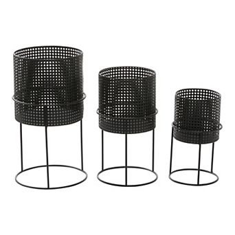 CosmoLiving by Cosmopolitan Black Cutout Planter Floor Decor 3 pc Set