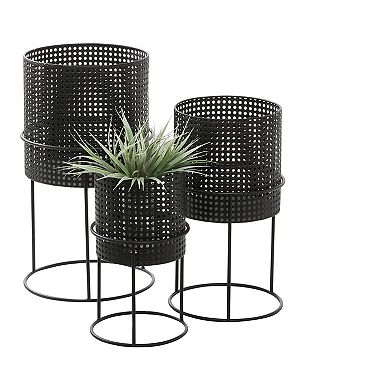 CosmoLiving by Cosmopolitan Black Cutout Planter Floor Decor 3-piece Set