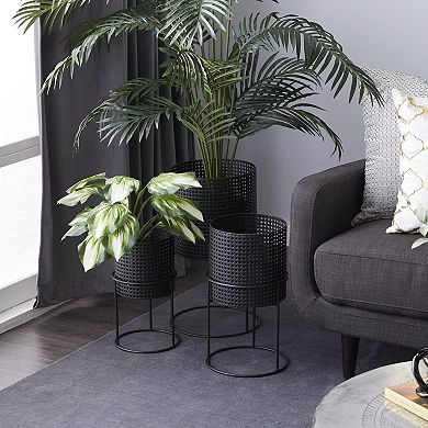 CosmoLiving by Cosmopolitan Black Cutout Planter Floor Decor 3-piece Set