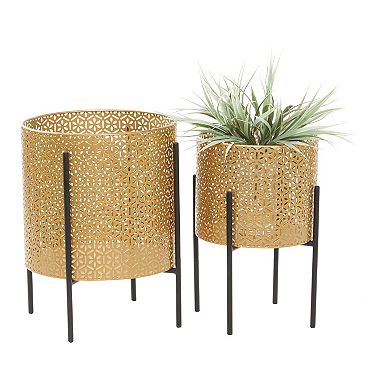 CosmoLiving by Cosmopolitan Black Cutout Planter Floor Decor 2-piece Set