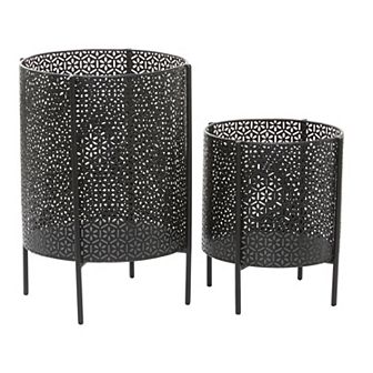 CosmoLiving by Cosmopolitan Black Cutout Planter Floor Decor 2 pc Set