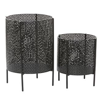 CosmoLiving by Cosmopolitan Black Cutout Planter Floor Decor 2 pc Set