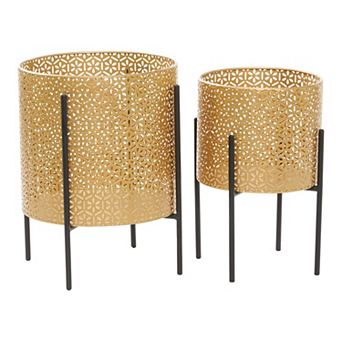 CosmoLiving by Cosmopolitan Black Cutout Planter Floor Decor 2 pc Set