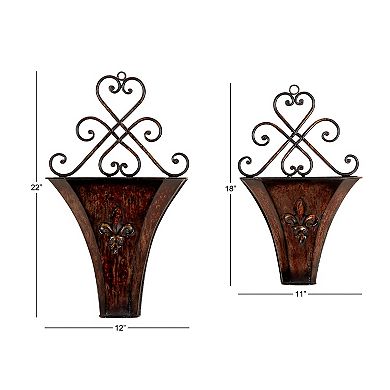 Stella & Eve Scroll Brown Planter Wall Decor 2-piece Set