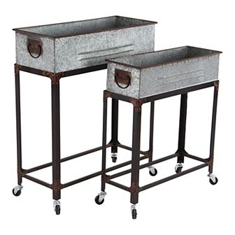 Stella & Eve Galvanized Farmhouse Planter Floor Decor 2 pc Set