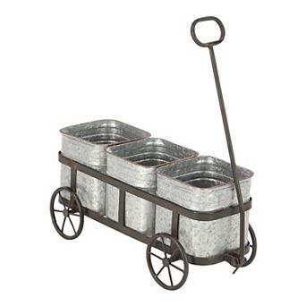 Stella & Eve Galvanized Farmhouse Decorative Wagon Planter Floor Decor