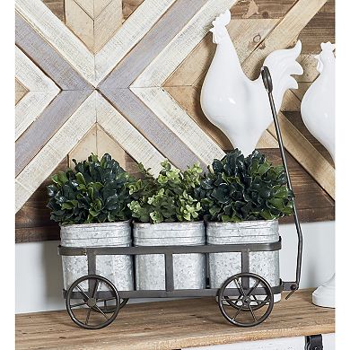 Stella & Eve Galvanized Farmhouse Decorative Wagon Planter Floor Decor