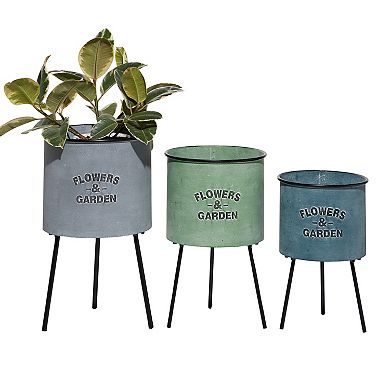 Stella & Eve Flowers Garden Farmhouse Planter Floor Decor 3-piece Set