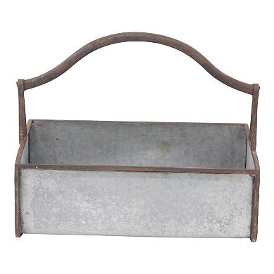 Stella & Eve Galvanized Farmhouse Handle Planter Table Decor 2-piece Set