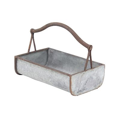 Stella & Eve Galvanized Farmhouse Handle Planter Table Decor 2-piece Set