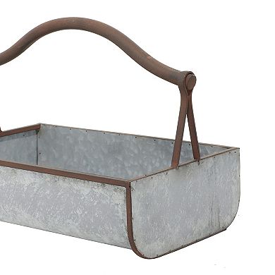 Stella & Eve Galvanized Farmhouse Handle Planter Table Decor 2-piece Set