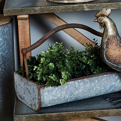 Stella & Eve Galvanized Farmhouse Handle Planter Table Decor 2-piece Set