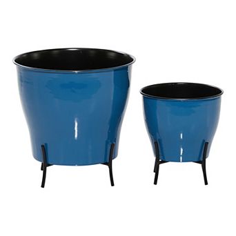 Stella & Eve White Metallic Farmhouse Planter Table Decor 2 pc Set