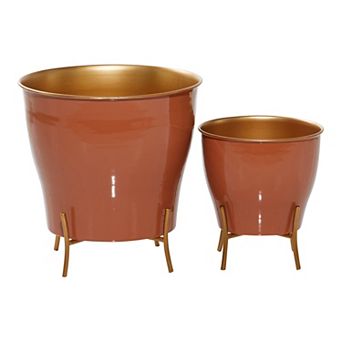 Stella & Eve White Metallic Farmhouse Planter Table Decor 2 pc Set