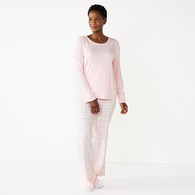 Women s Croft Barrow Long Sleeve Pajama Top Pajama Pants Sleep Set