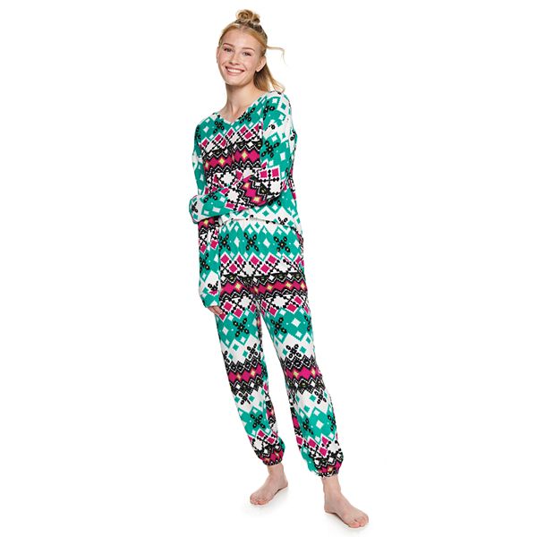 Juniors' SO® Boxy Long Sleeve Pajama Top & Pajama Pants Set