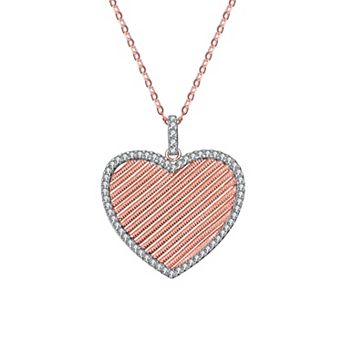 18k Rose Gold Over Sterling Silver Heart Pendant Necklace