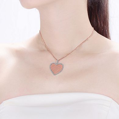 18k Rose Gold Over Sterling Silver Heart Pendant Necklace