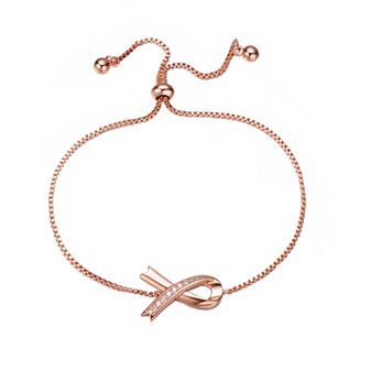 18k Rose Gold Over Sterling Silver Cubic Zirconia Loop Bracelet