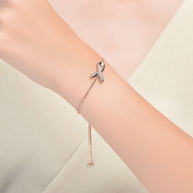 18k Rose Gold Over Sterling Silver Cubic Zirconia Loop Bracelet