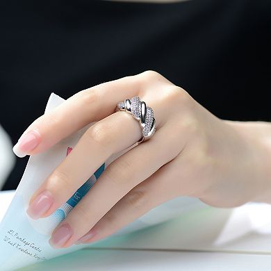 Sterling Silver Cubic Zirconia Wavy Twist Ring