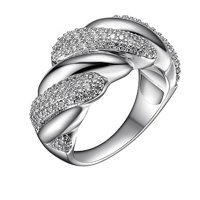 Sterling Silver Cubic Zirconia Wavy Twist Ring
