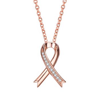 18k Rose Gold Over Sterling Silver Cubic Zirconia Loop Necklace