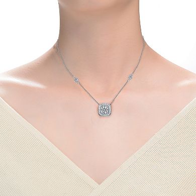 Sterling Silver Cubic Zirconia Square Necklace