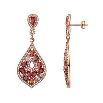 18k Rose Gold Over Sterling Silver Cubic Zirconia Chandelier Drop Earrings