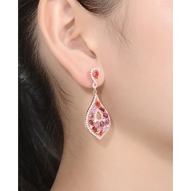 18k Rose Gold Over Sterling Silver Cubic Zirconia Chandelier Drop Earrings