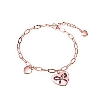 18k Rose Gold Over Sterling Silver Heart Paperclip Chain Bracelet