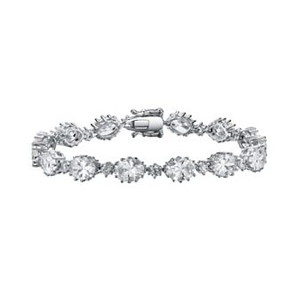 Sterling Silver Cubic Zirconia Link Bracelet