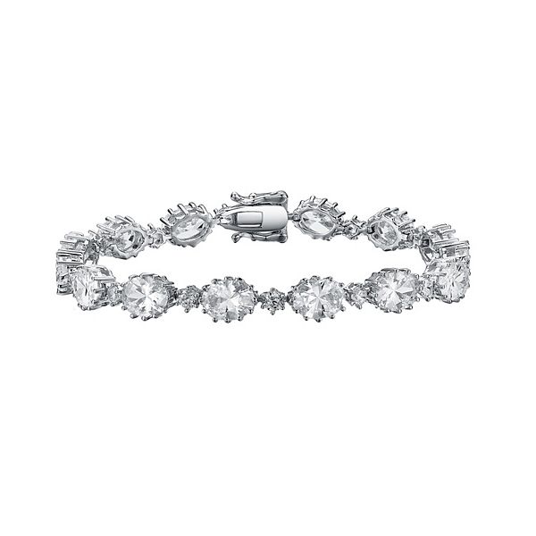 Silvana Chain Link Bracelet with Round, Pear, and Emerald Cut Cubic Zirconia Stones